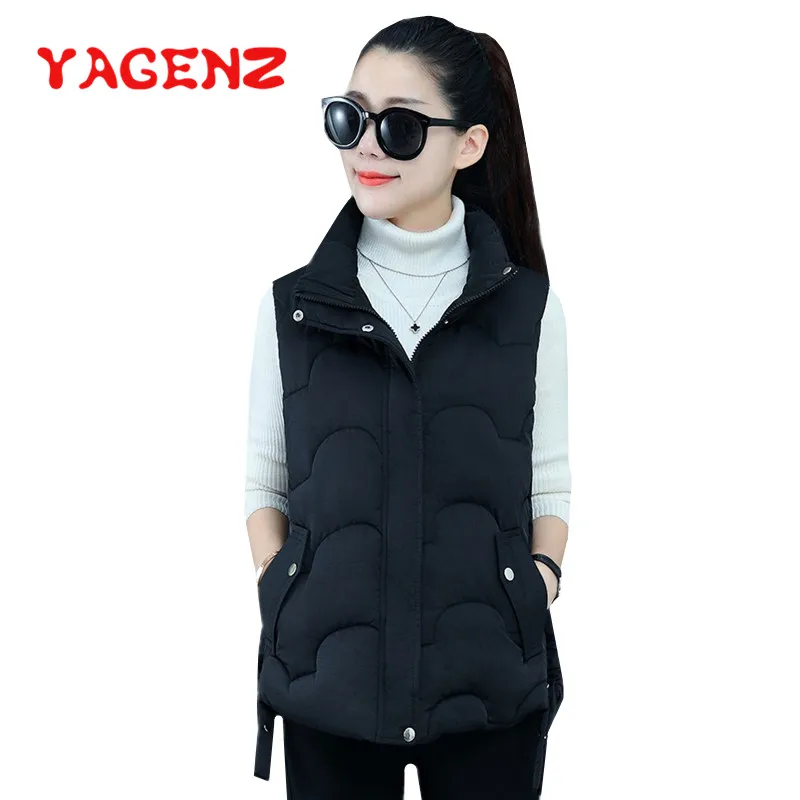 

YAGENZ Plus Size Down Cotton Vest Women Autumn And Winter Clothes Vest Female Sleeveless Short Waistcoat Chalecos Para Mujer 872