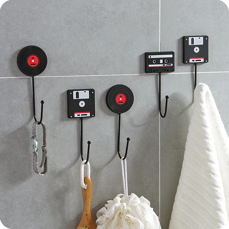 Vinyl-Records-Disc-CD-Magnetic-Tape-Cassette-Retro-Wall-Decor-Hook-Hanger-Clothes-Coat-Key-Rack