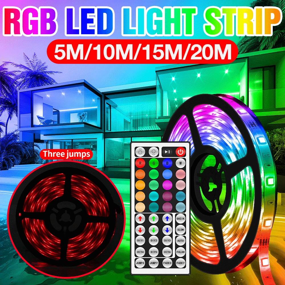 

5050 LED Strip RGB LED Light Tape DC12V Waterproof LED Lights 5M 10M 15M 20M Diode For Bedroom Living Room Decoration EU Plug