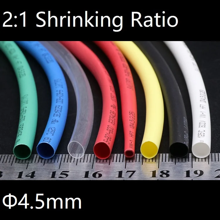 Diameter 4.5mm Heat Shrink Tube 2:1 Polyolefin Thermal Cable Sleeve Insulated Wire Protector Wrap Cover DIY Connector Repair |