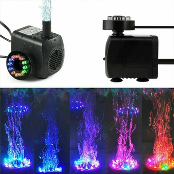 

Water Pump Submersible Pump Aquarium Tank Fountain with 12 led light brilliant beautiful for pool garden Fish Pond US plug