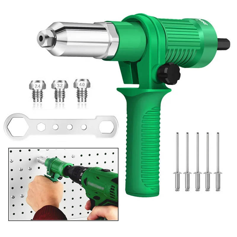 Electric Rivet Gun Adapter Electric Drill Blind Rivet Gun Head 2.4mm-4.8mm Industrial Handheld Pull Nut Tool