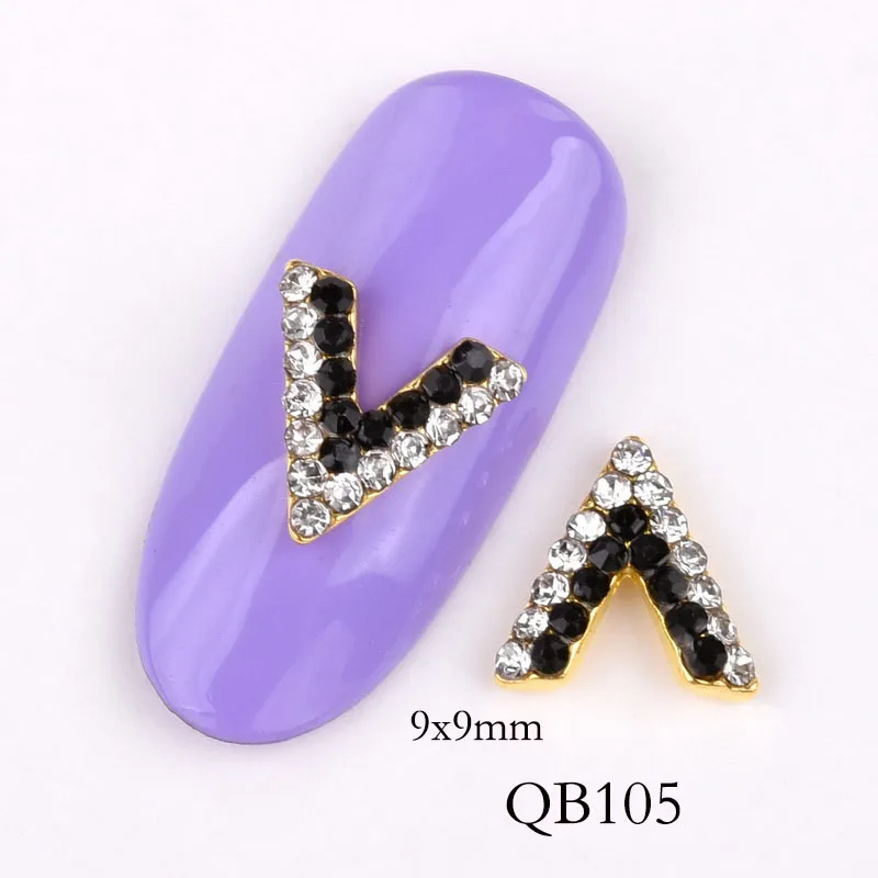 10 шт/партия 3D украшения для ногтей блеск золотой сплав маникюрные принадлежности хрустальные стразы для украшения ногтей QB104-108 - Цвет: QB105
