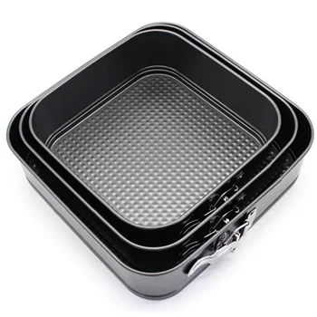 

3Pcs/Set Cake Molds Square Non-stick Cake Tin Mold Spring Form Loose Removable Bottom Baking Pan 24/26/28*6.8cm Making Cakes
