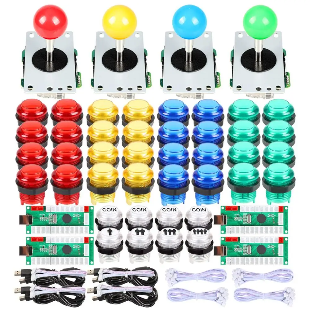 4 Player Arcade DIY Kit Arcade Joystick Buttons USB Encoder To PC Controls  Video Games Console for Mame Raspberry Pi|Coin Operated Games| - AliExpress