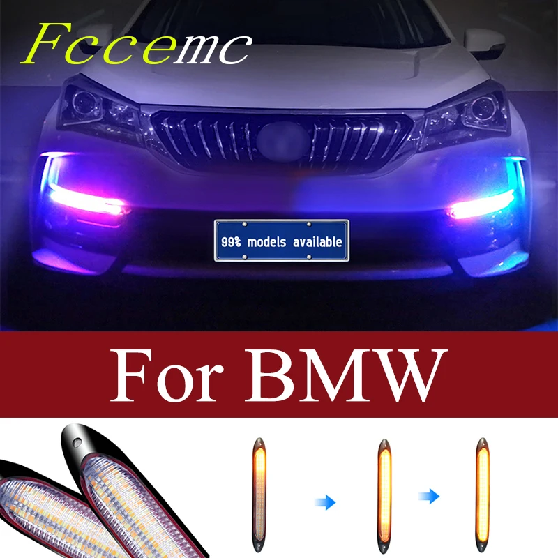 12v Car DRL LED Daytime Running Light Turn Signal Yellow For BMW E60