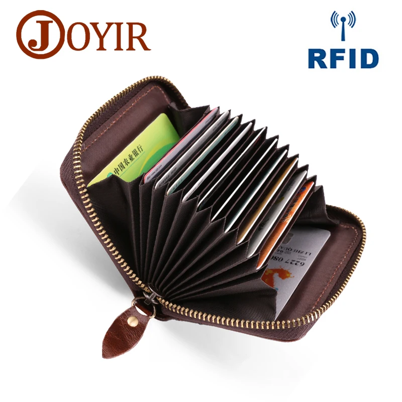 Special Price Coin Purse Card-Holder Wallet Men Credit-Card Rfid Business-Cowhide Genuine-Leather JOYIR jaw0Qx1W