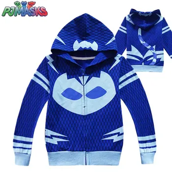 

2020 New PJ Masks Spring and Autumn Children's Zipper Jacket Boy's Clothing with Hat Warm Jacket