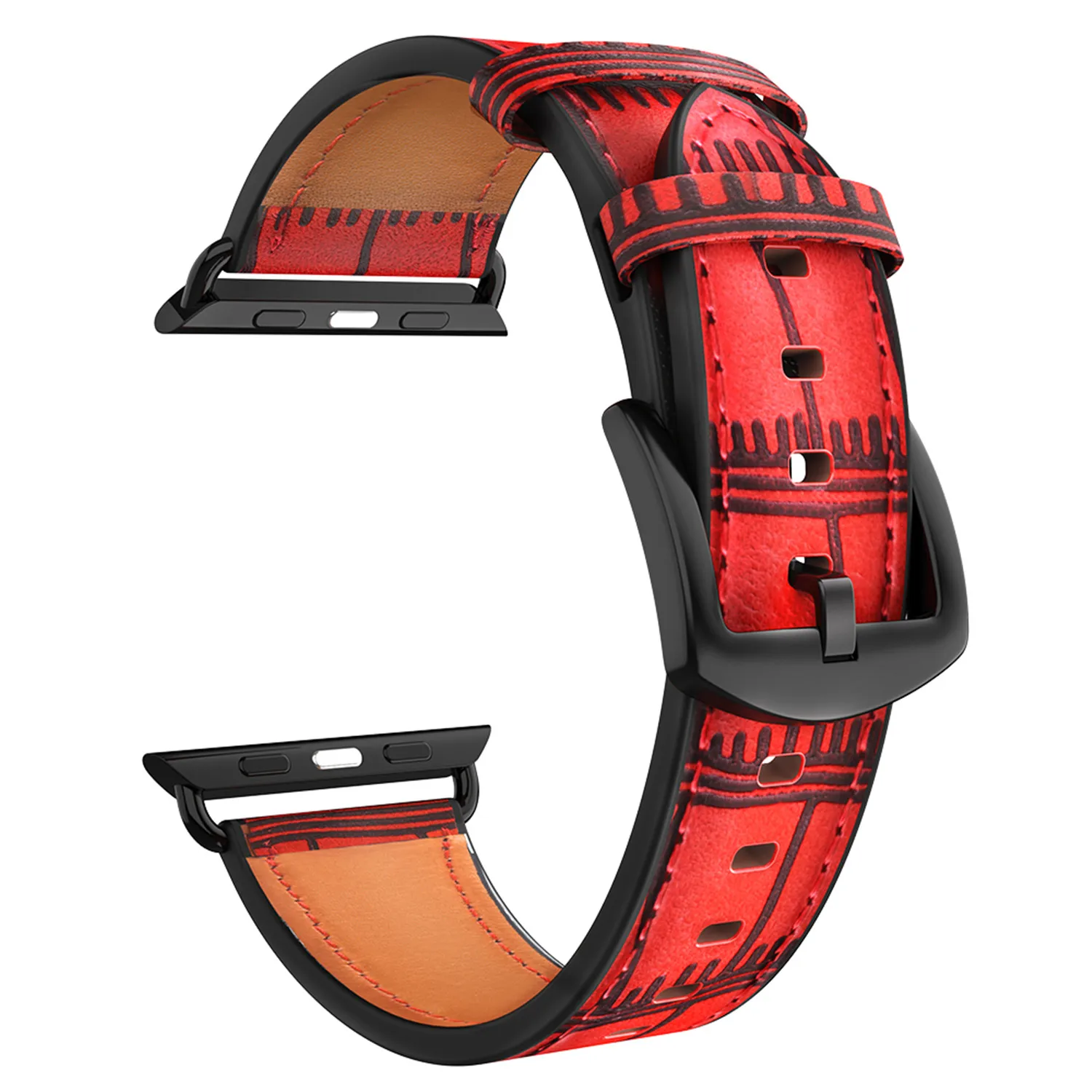 Красный Ремешок HOCO с бамбуковым узором для часов Apple Watch Series 1 2 3 4 5, ремешок из натуральной кожи для iWatch 44 мм 42 мм 40 мм 38 мм, браслеты - Цвет ремешка: Красный