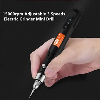 

15000rpm Adjustable 3 Speeds Electric Grinder Mini Drill Rotary Tools Grinding Machine USB Engraving Pen with Drill Bits Tools