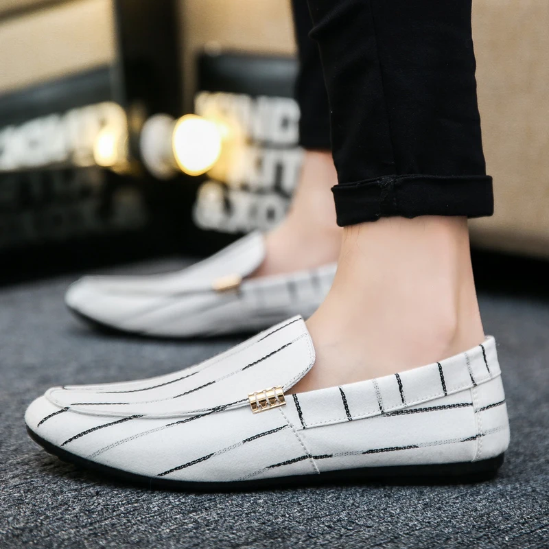 Summer England Style Casual Shoes Men Fashion Lazy Comfortable Light Canvas Driving Peas Shoe HC-233