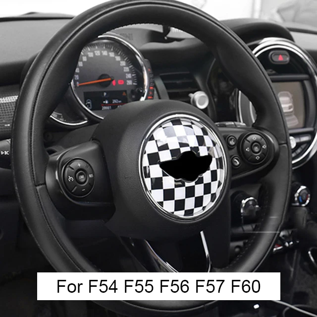 Наклейки на рулевое колесо автомобиля наклейки украшение интерьера для Mini Cooper One S JCW R52 R55 R56 R60 R61 F54 F55 F56 F60 аксессуары - Название цвета: Checker