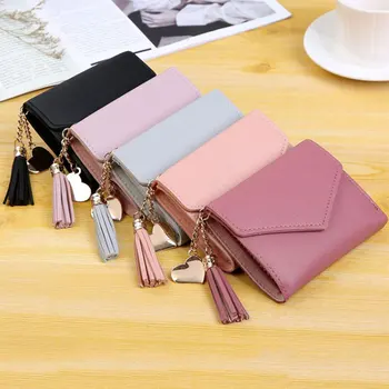 

Women's Wallet Cute Student Tassel Pendant Trend Female Small Fashion PU Wallet 2020 Coin Purse Women Ladies Card Bag For Women