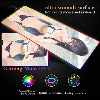 

Anime Girls Beach Bikini RGB Soft Large Gaming Mouse Pad Oversize Glowing Led Extended Mousepad Base Computer Keyboard Pad Mat