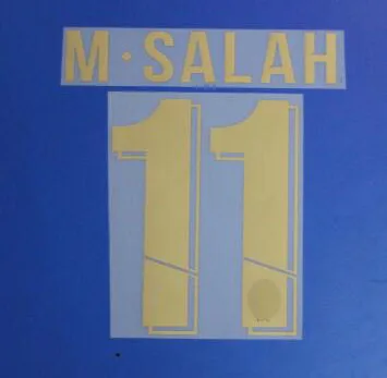 Золотая#11 M. SALAH Nameset печатная футбольная нашивка с теплопередачей