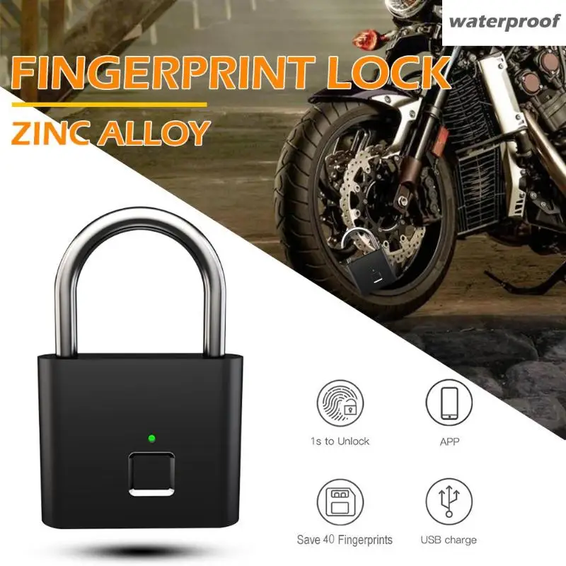 Smart Keyless Fingerprint Padlock USB Rechargeable zinc alloy Anti-Theft Safety Door Padlock smart lock Portable Luggage Lock