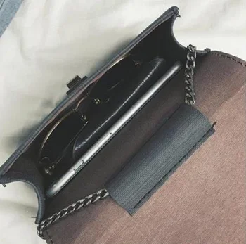 Корейская мода PU кожа цепь сплошной цвет мини квадратная сумка женская через плечо женская сумка-мессенджер черный