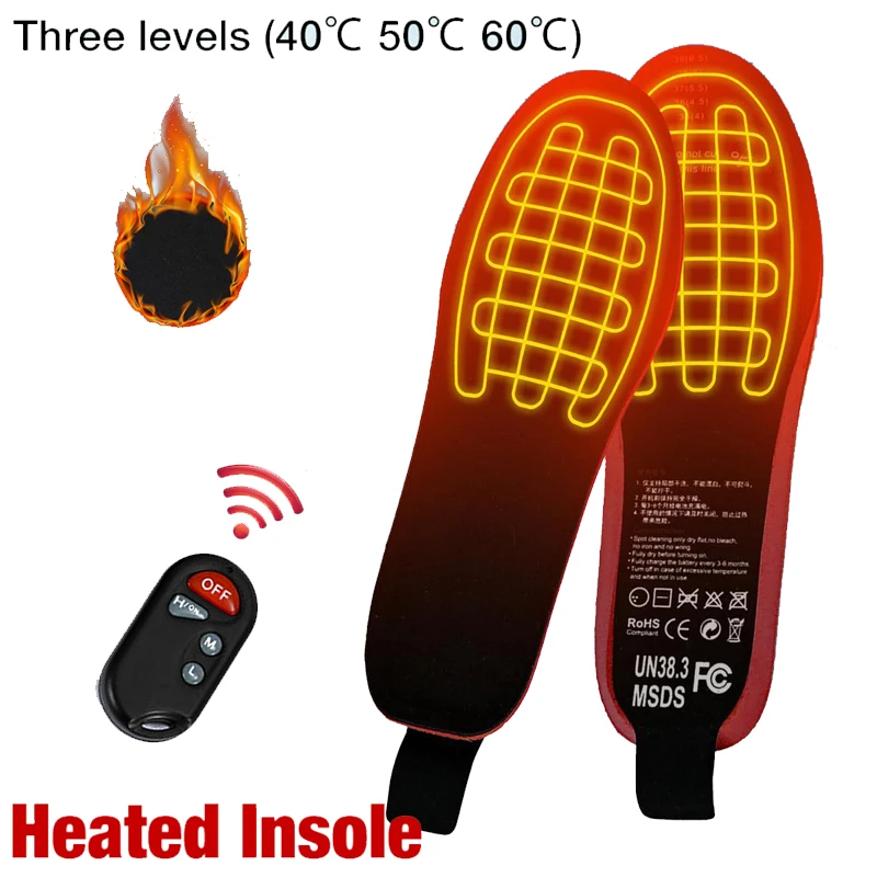 

Winter Heated Shoe Insoles 2100mAh Remote Control USB Rechargeable Electric Warm Sock Pad 35-46 Size For Skiing hunting