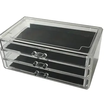 

Transparent Storage Box Acrylic With Three Drawers Sorting Organizer Holder Cosmetic Storage Box