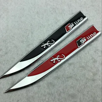 

2pcs For Audi a3 a4 a5 a6 s4 s5 s6 s7 c5 c6 b7 b8 b6 q3 q5 Metal car Blade Labeling car side body decoration sticker car styling