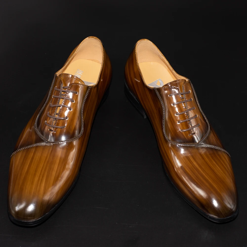 Мужские модельные свадебные туфли; итальянский дизайн; официальные разноцветные коричневые роскошные стильные высококачественные оксфорды из лакированной кожи; мужская повседневная обувь