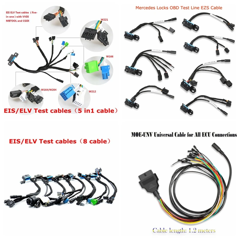 5in1 EIS ELV Тесты кабели для Mercedes замки OBD EZS кабель MOE UNV работает вместе с VVDI MB BGA CGDI W204