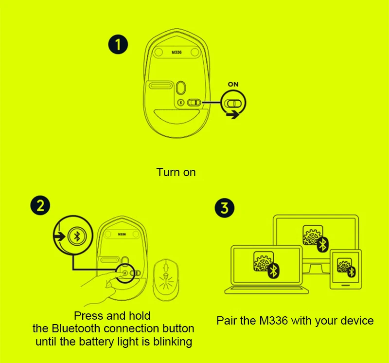 Беспроводная мышь M336 с Bluetooth, 1000 точек/дюйм, оптическая мышь разных цветов для Mac, ноутбука, ПК, игровая мышь для геймера