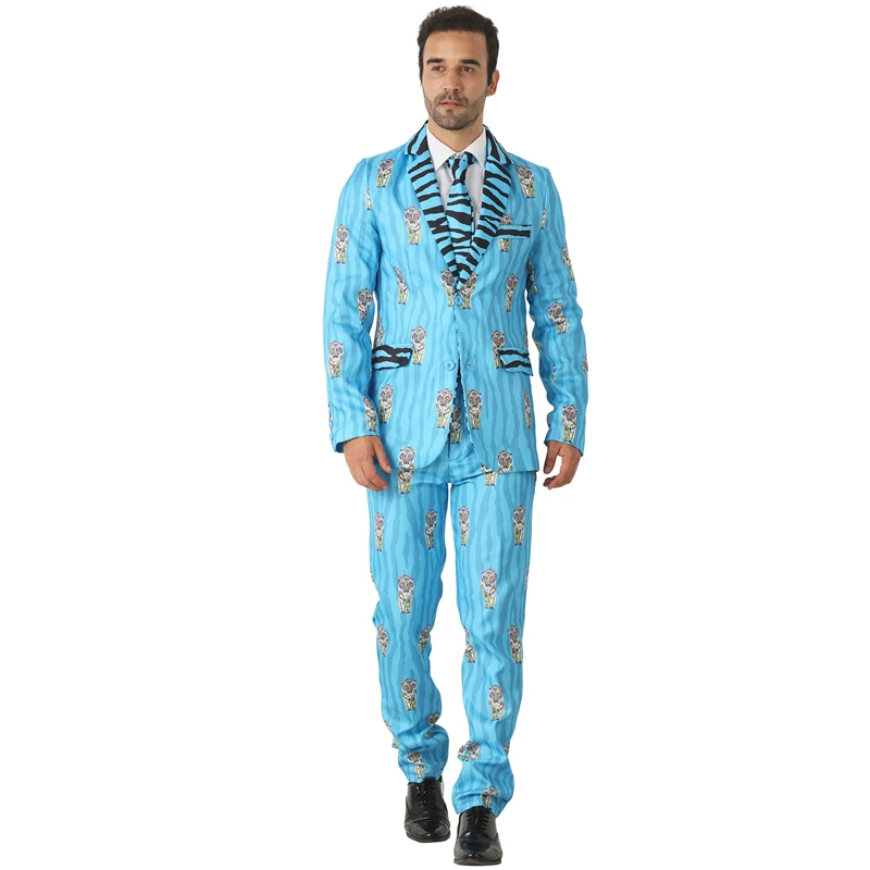 Высококачественный стильный костюм для взрослых синего дикого тигра; необычный костюм для Хэллоуина