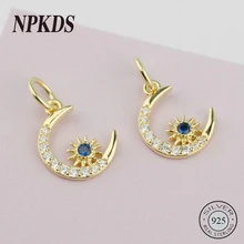 NPKDS 925 пробы Серебряная Звезда Луна циркон браслеты с подвесками набор «сделай сам» для Цепочки и ожерелья& обаятельные Браслеты и ожерелья, ювелирные аксессуары ‒ серёжки ювелирное поиск подарок