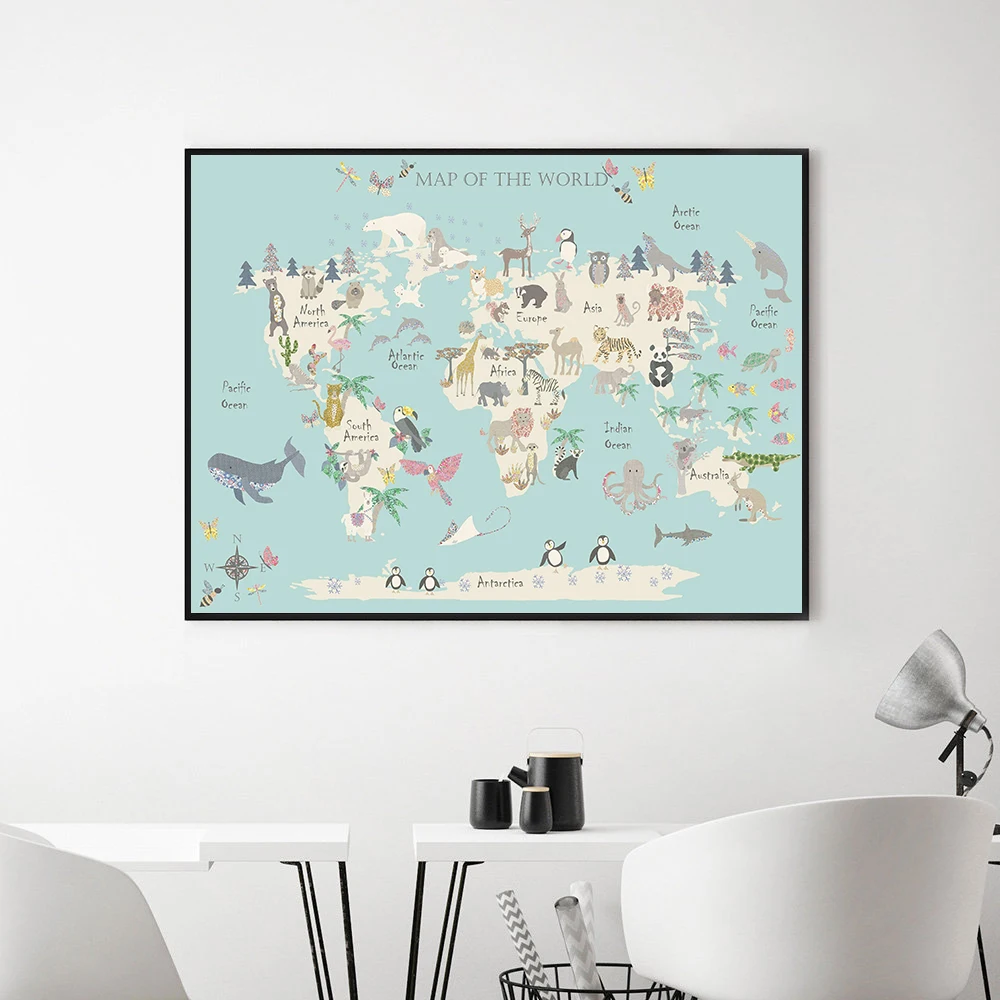 Animal-World-Map-Nursery-Wall-Art-Canvas-Painting-Scandinavian-Posters-and-Prints-Cute-Cartoon-Animals-Pictures (2)