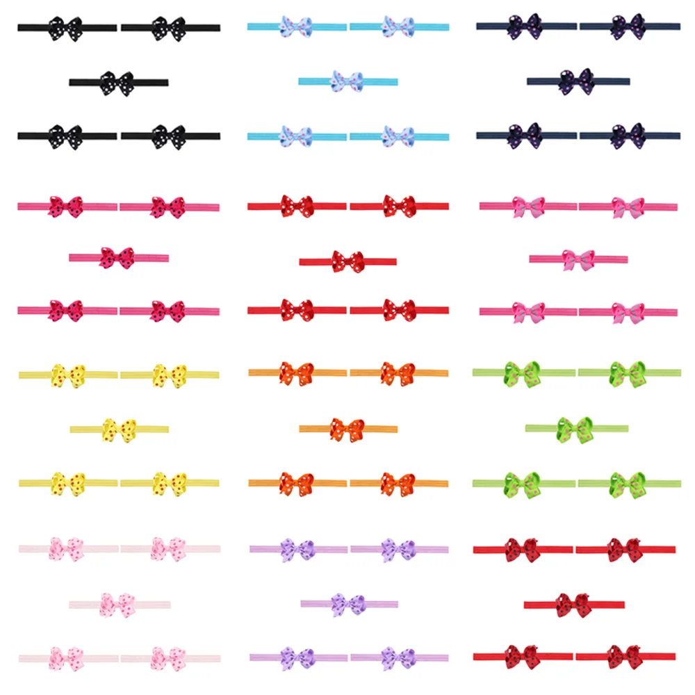 

5 PCS Kids Baby Hair Band Cute Polka Dots Elastic Ribbon Headband Girl Headwear HATWO1016