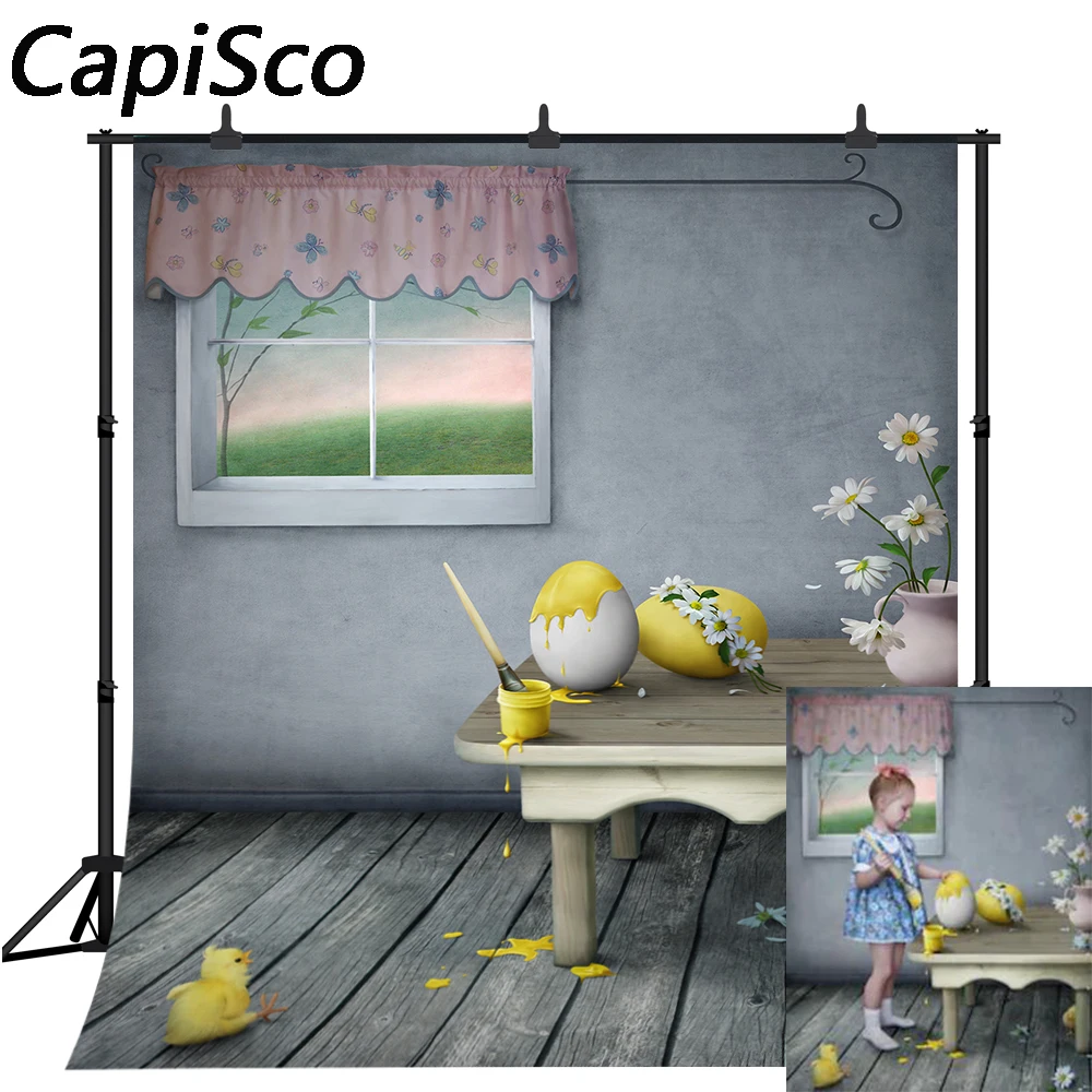 Capisco фон для фотостудии пасхальное яйцо комната цветы окно деревянный пол