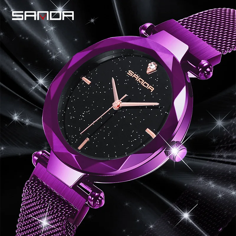 

Simple Magnetic Bracelet Ladies Watch New Starry Sky Watch for Women Female Best Gift Clock Fashion Korean Rose Gold Wrist Watch
