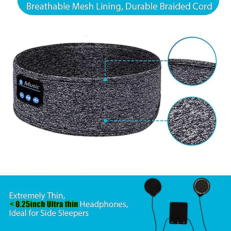 Bandeau Bluetooth pour écouteurs de sommeil, bandeaux de sport de musique  sans fil Upgrage Soft Sleeping, casques de sommeil de longue durée avec