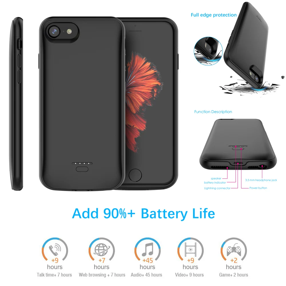 Чехол CASEWIN для iPhone 6 6s 7 8 зарядное устройство 4000 мАч запасное чехол аккумулятора с