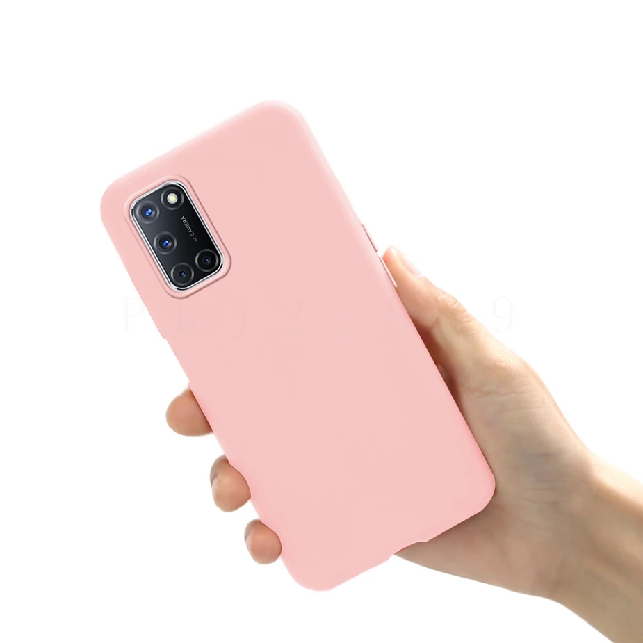 HAOTIAN Cover per Oppo A52/A72/A92 + 2 Vetro Temperato, Custodia in Trasparente TPU, [Rinforzare la con Quattro Angoli] Custodia Silicone Morbida TPU Ultra Sottile Case (Viola/Blu