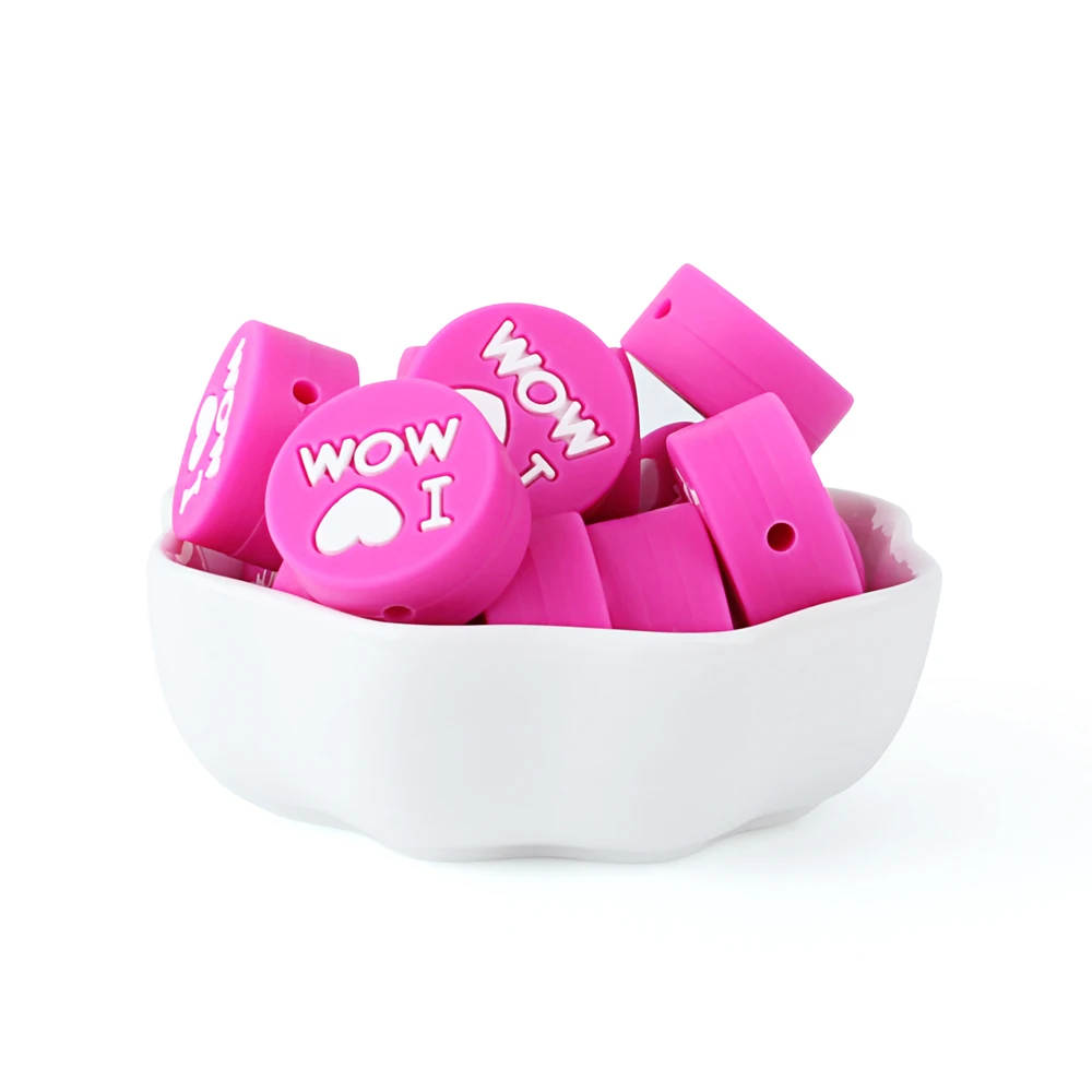 Fuchsia-10pcs Keep& grow 10 шт Силиконовые Бусины I love mom Товары для детей игрушки для прорезывания зубов для изготовления ювелирных изделий DIY силиконовые бусины без бисфенола Mordedor - Цвет: Fuchsia-10pcs