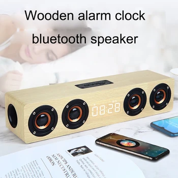 

Wireless Bluetooth Speaker For Phone Computer Sound Blaster W8C Wooden USB FM radio Alarm Clock Retro 2020 New Speaker