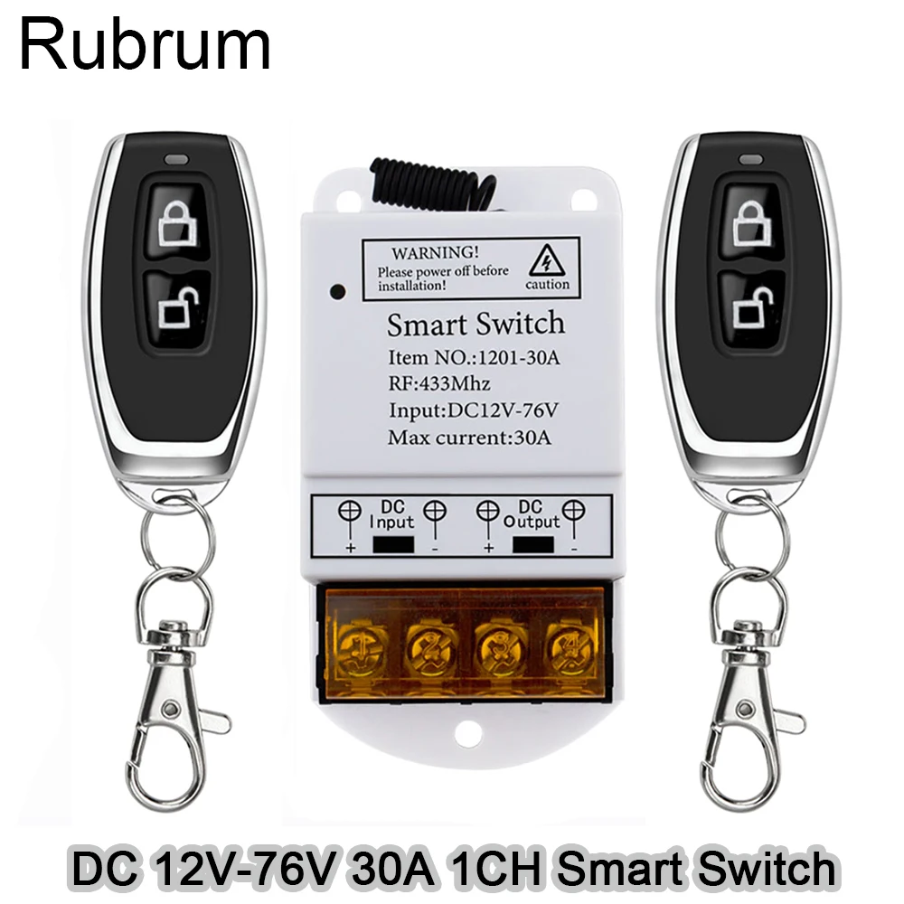Rubrum High Power 433MHz DC 12V 24V 72V 30A 1CH RF Remote Control Switch Relay Receiver and Transmitter Fo Water Pump | Обустройство