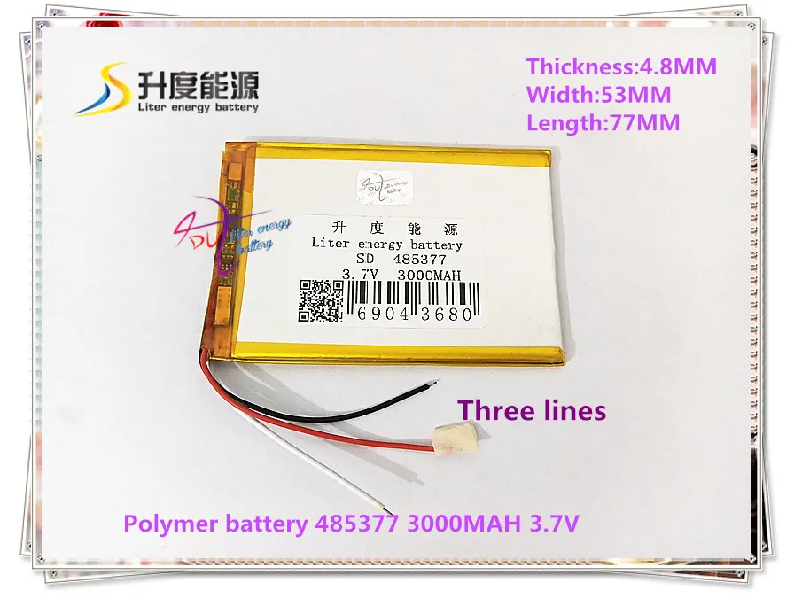 

3 line 485377 3.7V 3000mAH 505575 Polymer lithium ion / Li-ion battery for tablet pc cell phone POWER BANK