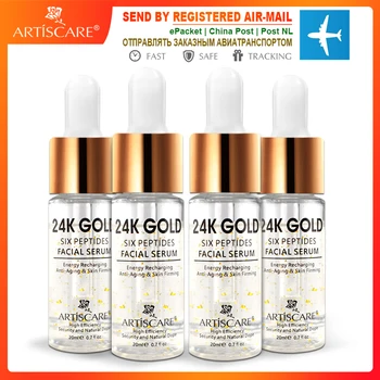 

ARTISCARE 24K Gold Six Peptides Serum Face Cream Day Anti-Aging Wrinkle Lift Firming Whitening Moisturizing Acne Treatment 4PCS