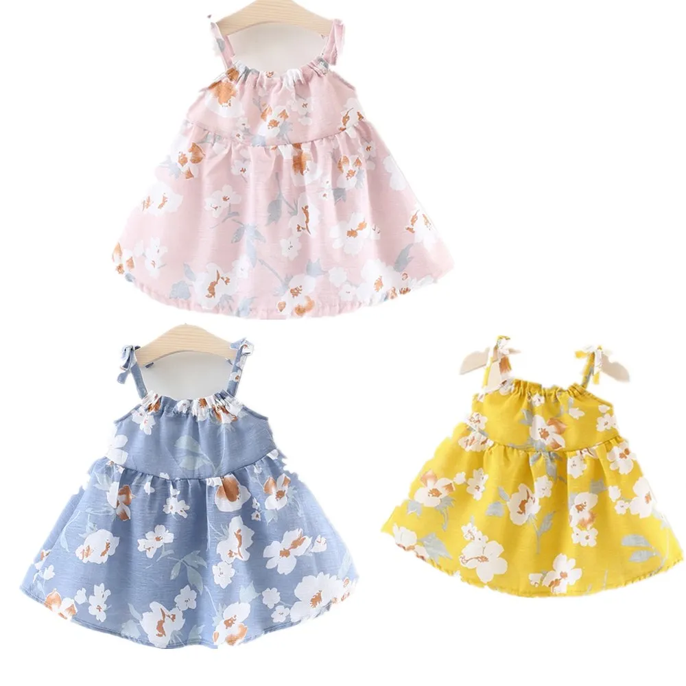 Новинка 2020 года Милое платье на подтяжках для девочек Летнее Модное детское