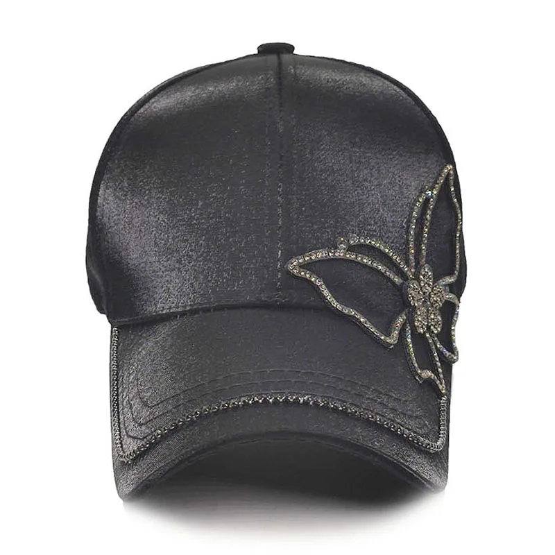 Summer Women Rhinestone Baseball Caps For Girl Female Adjustable Hip Hop Fashion Sequins butterfly Snapback Hats