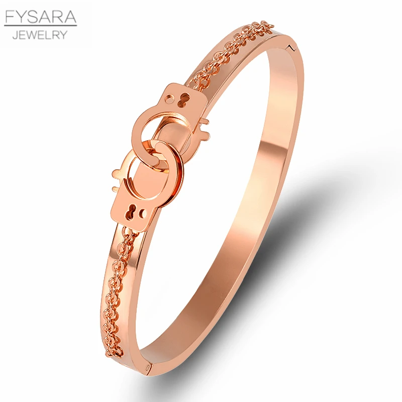 FYSARA, крутой браслет наручники из нержавеющей стали, браслет, унисекс, Золотая цепочка, браслет для женщин, дизайнерский, панк, ювелирное изделие