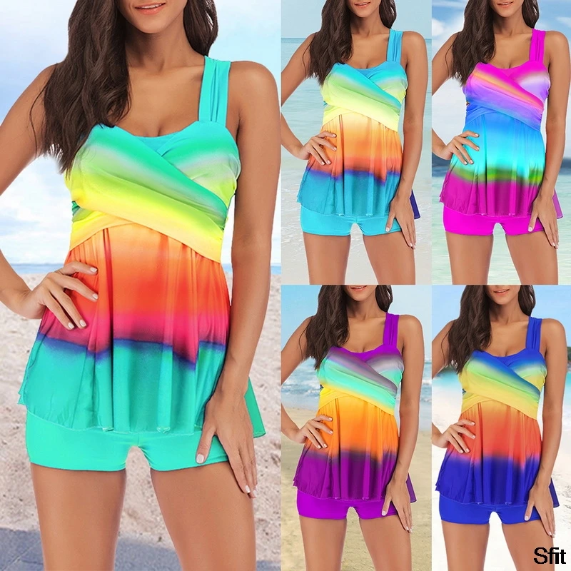 

2020 Two Piece Tankini Set 5XL Plus Size Swimwear Women Monokini Bodysuits Swimsuit Bather Swim Wear Push Up Bathing Suit