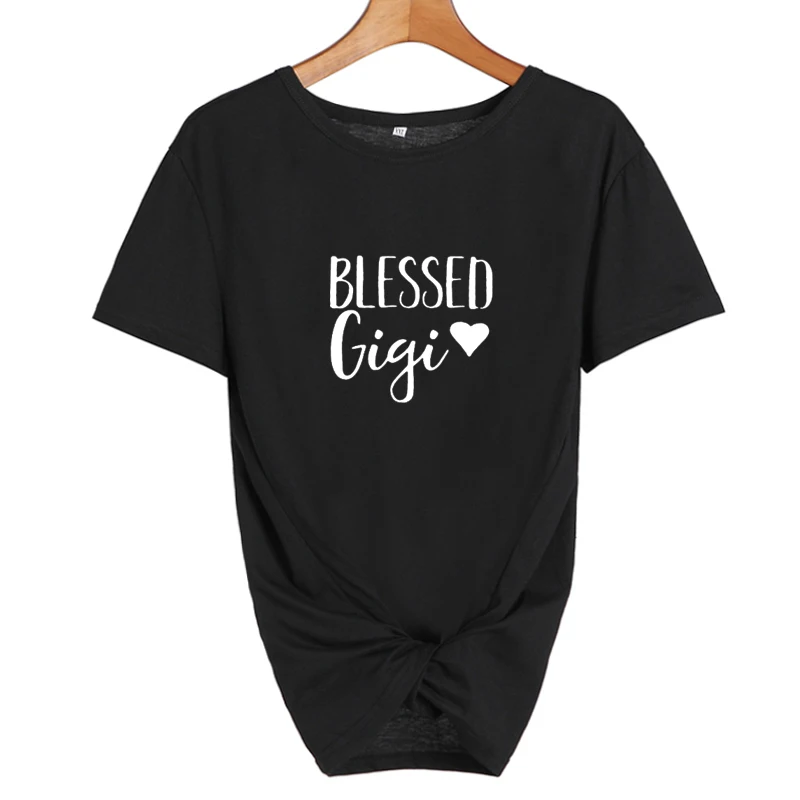 Blessed Gigi Футболка женская одежда уличная черный, белый цвет подарок футболка хлопок короткий рукав шею Tumblr женщина футболка Топ