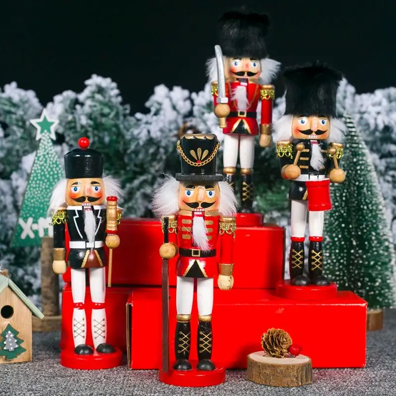 Деревянная кукла-Щелкунчик ручной работы, миниатюрные фигурки, кукольная игрушка, классическое Рождественское украшение для дома, орнамент M2EF