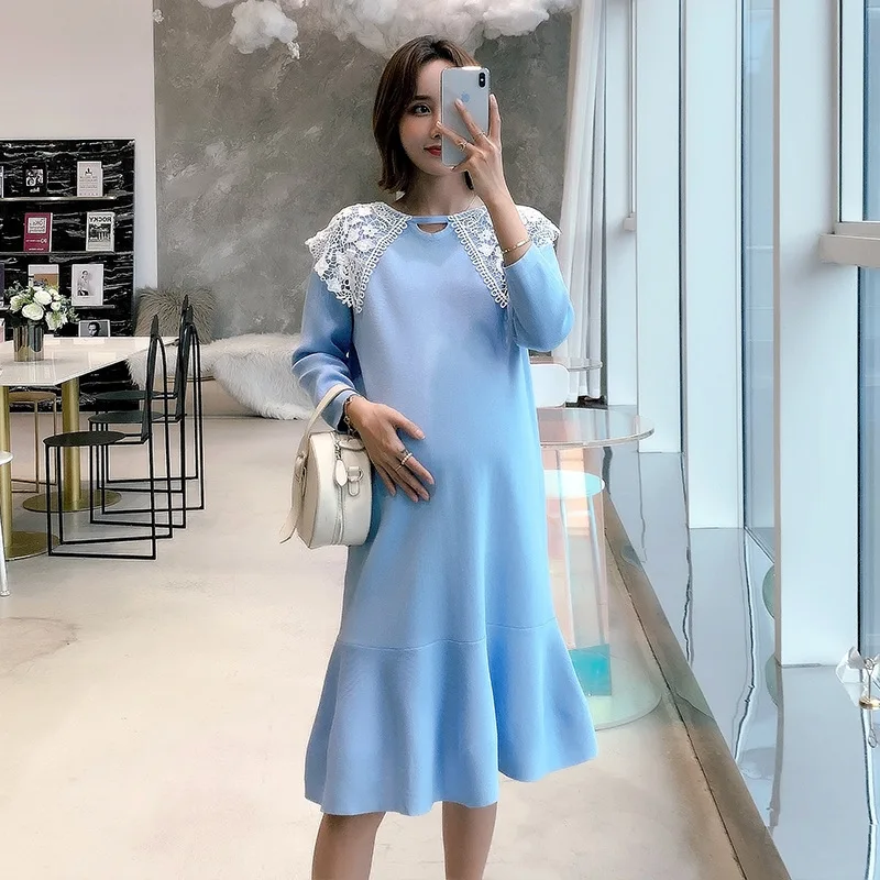 

Pregnant Women Autumn Clothing Dress 2019 New Style Maternity Clothes Autumn Loose-Fit Fashion Mom Large Size Jersey Dress