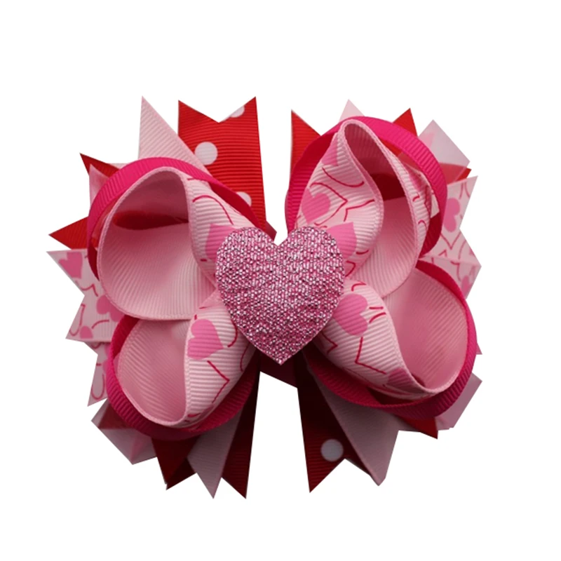 Adogirl, 10 шт., Sequine Love Heart, многослойные банты для волос для девочек, женские подарки для Валентинки ручной работы, изысканные аксессуары для волос