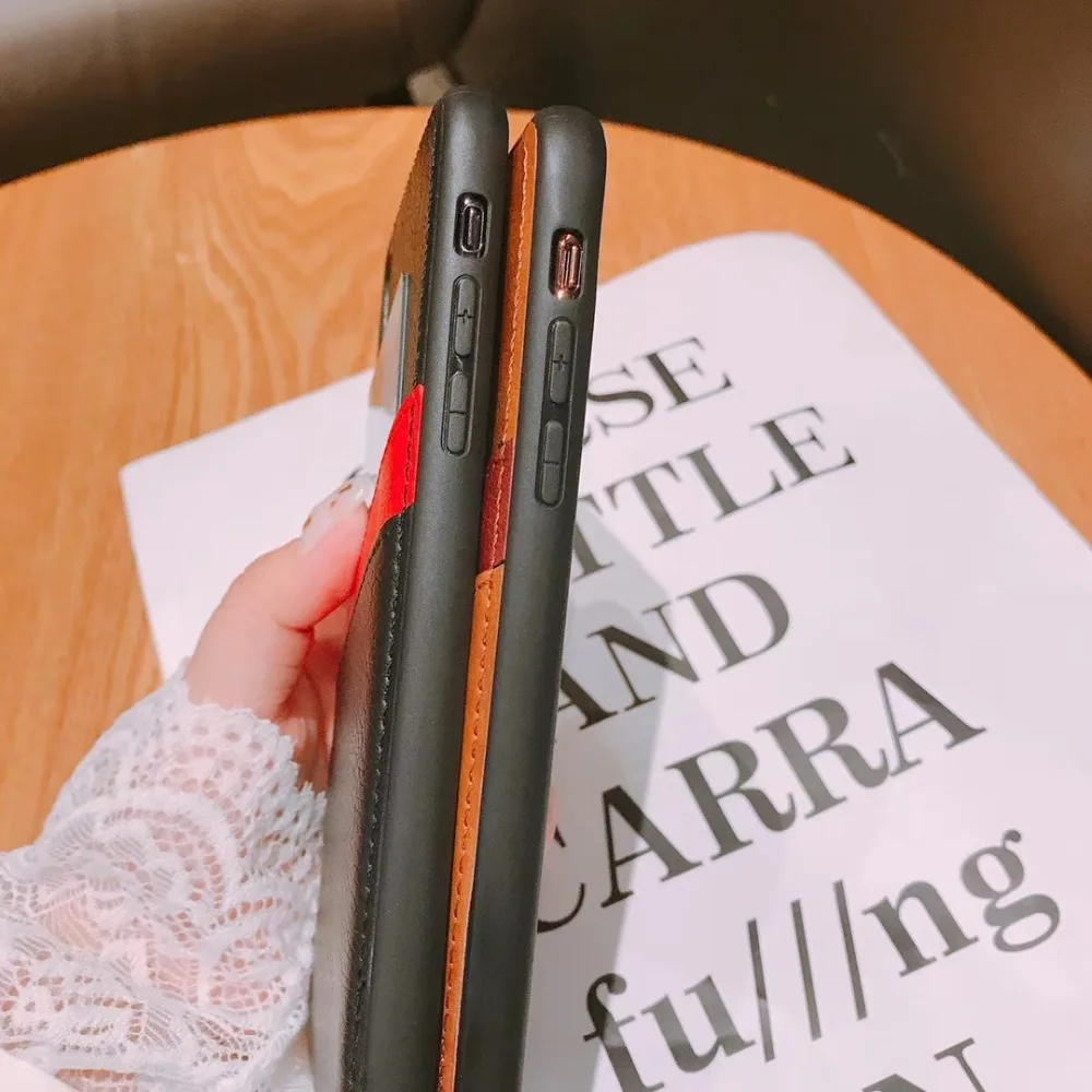 Винтажный кожаный чехол для кредитных карт для iPhone X XS Max XR, Жесткий Чехол-кошелек для iPhone 8 7 6 6S Plus Capa Hoesjes Hull